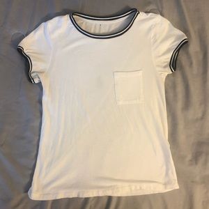 White Tee With Black and White Rims